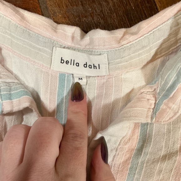 Bella Dahl Havana Rainbow Stripe Linen Blend Button Down Shirt Size M - Picture 6 of 6